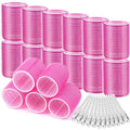 Big Self-Grip Hair Rollers with Stainless Steel Duckbill Clips for Long, Medium Hair and Volume