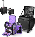 BYOOTIQUE Rolling Makeup Train Case with Backpack Travel Cosmetic Storage