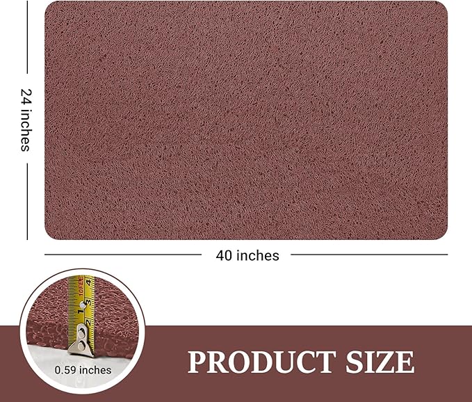 LuxStep Shower Mat Bathtub Mat,40x24 inch, Non-Slip Bath Mat with Drain, Quick Drying PVC Loofah Bathmat for Tub,Shower,Bathroom,Reddish Brown