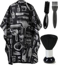 Borogo Professional Hair Cutting Cape with Neck Duster Brush, Adjustable Waterproof Salon Closure Barber Cape Hair Cutting Accessories Black Floral Print