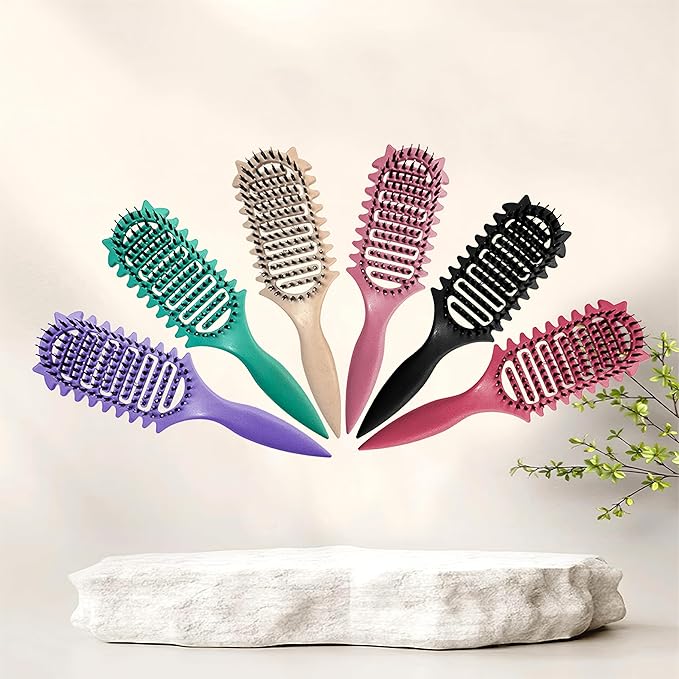 New Curly Hair Brush Ventilated Boar Bristle Hair Brush,Curl Defining Brush,For Curly Hair Wet,Curl Defining Brush For Women And Men (Pink)