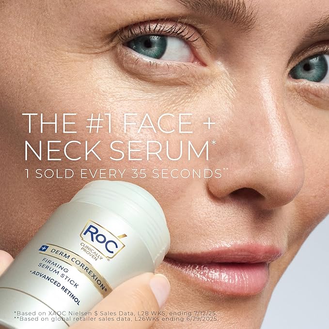 RoC Derm Correxion Retinol Firming Serum Stick with Antioxidants to Visibly Tighten and Firm Wrinkles and Laugh Lines For Men and Women + Retinol Eye Cream Packette, 1.0 oz (Packaging May Vary)