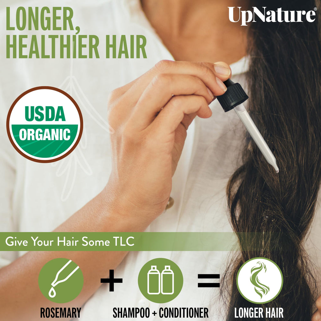 UpNature Organic Rosemary Oil - 100% Pure Rosemary for Hair, Scalp, Skin, 2oz
