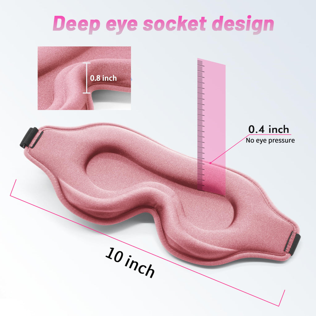 Sleep Eye Mask for Men Women, Lash Extensions 3D Sleeping Mask, Travel Blackout Night Blindfold Eye Shade Cover with Adjustable Strap (Pink)