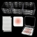 9 Pcs Press On Nail Storage Box, Transparent Acrylic Fake Nail Case with 9 Display Cards and 2 Sheets of Double-Sided Adhesive Tape (20 Strips) for Nail Art Home Salon Packaging Use
