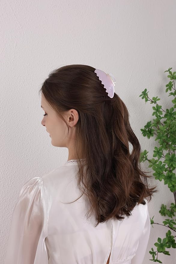 OideGuiing Durable Acetate Hair Clips - 4-Inch Sequin Powder Claw Clips for Fine and Thick Hair (Sequin powder)