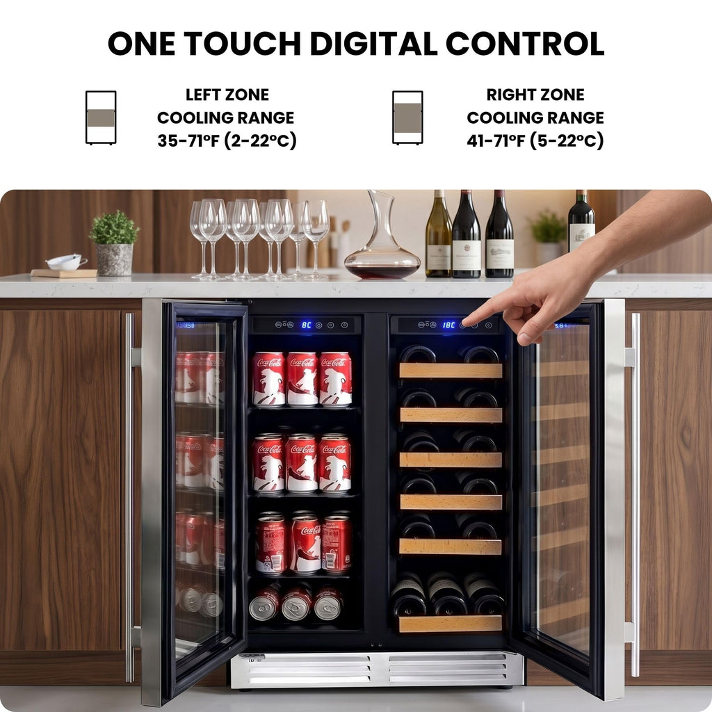 Koolatron 24 Inch Dual Zone Beverage Fridge, Built-In