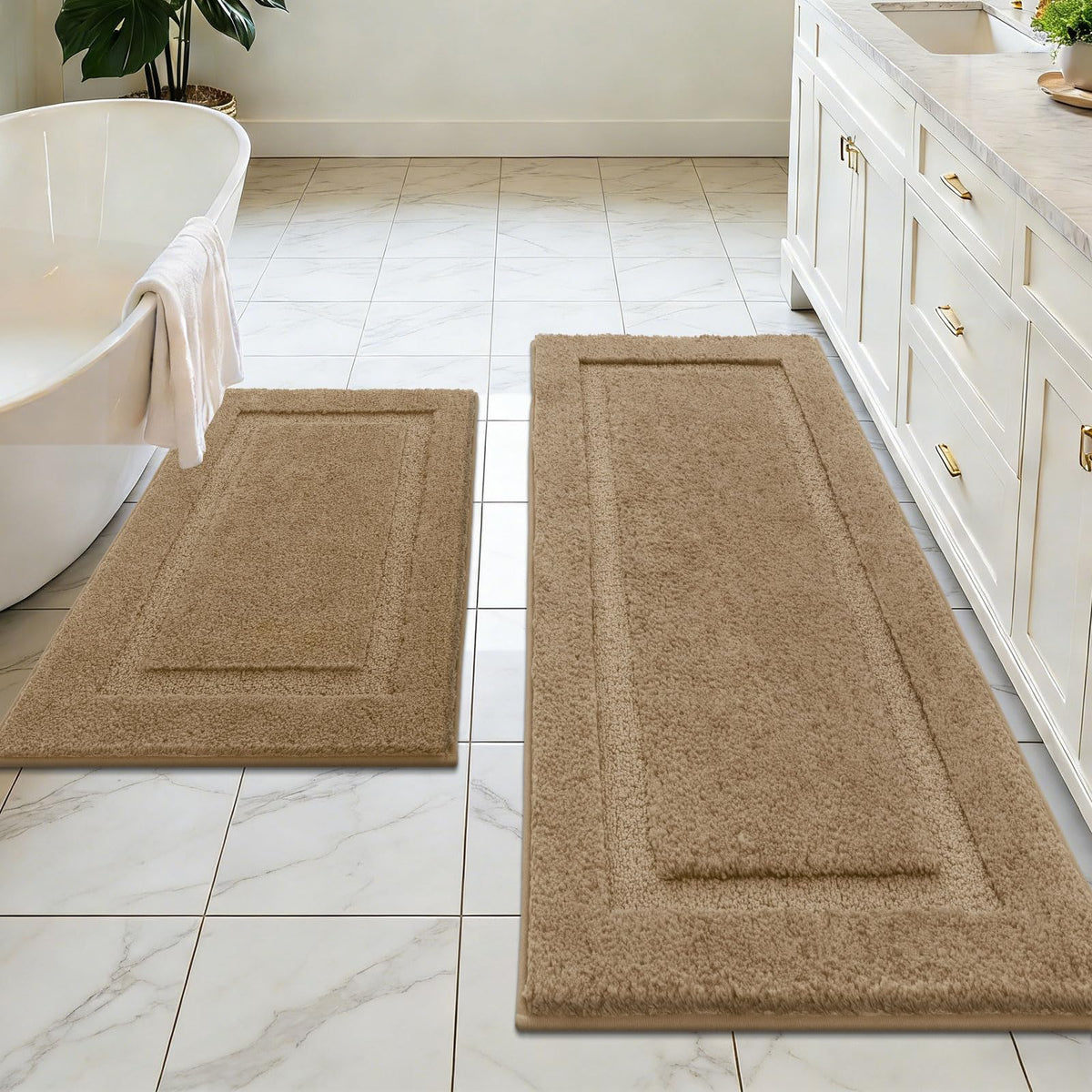 SHACOS Soft Microfiber Bathroom Rugs Set 2 Pieces with Toilet Rug