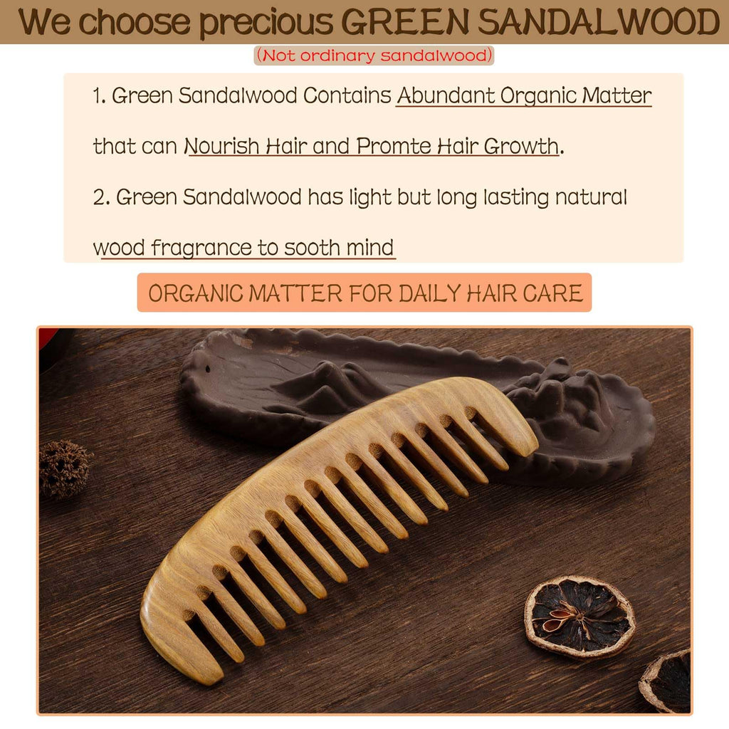 Moreinday 2 Pack Wooden Comb, Beard Comb for Men, Hair Combs for Women