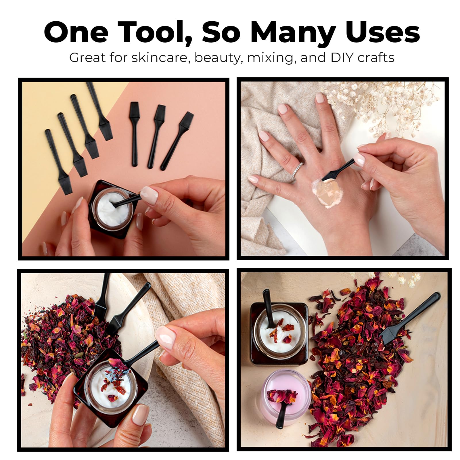 Kopperko Mini Makeup Spatula (2.5”, 500 Pack) - Small Facial Spatula for Mascara, Skincare, Creams & Crafts | Eye Cream Applicator Tool for Skincare, Face Mask | Disposable Makeup Applicators | Black