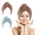 M-bestl 2 Pack Hair Drying Towels, Hair Wrap Towels,Absorbent Microfiber Hair Towel Turban with Button Design to Dry Hair Quickly(Star Green&Camel)