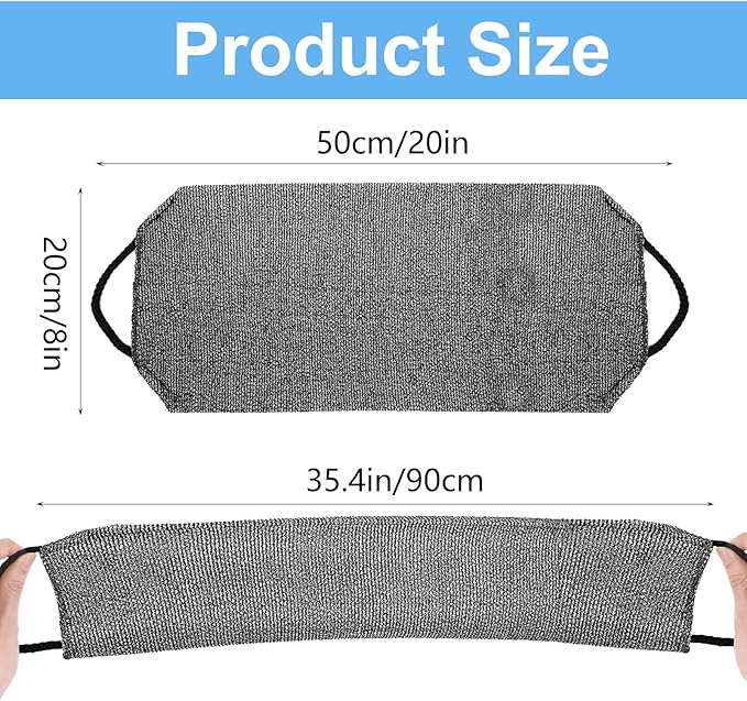 COMNICO 2pcs Exfoliating Back Scrubber, Nylon Shower Bath Exfoliator Extended Length Body Scrub Towel Stretchable Pull Korean Washcloth Strap with Handles(Blue + Gray)
