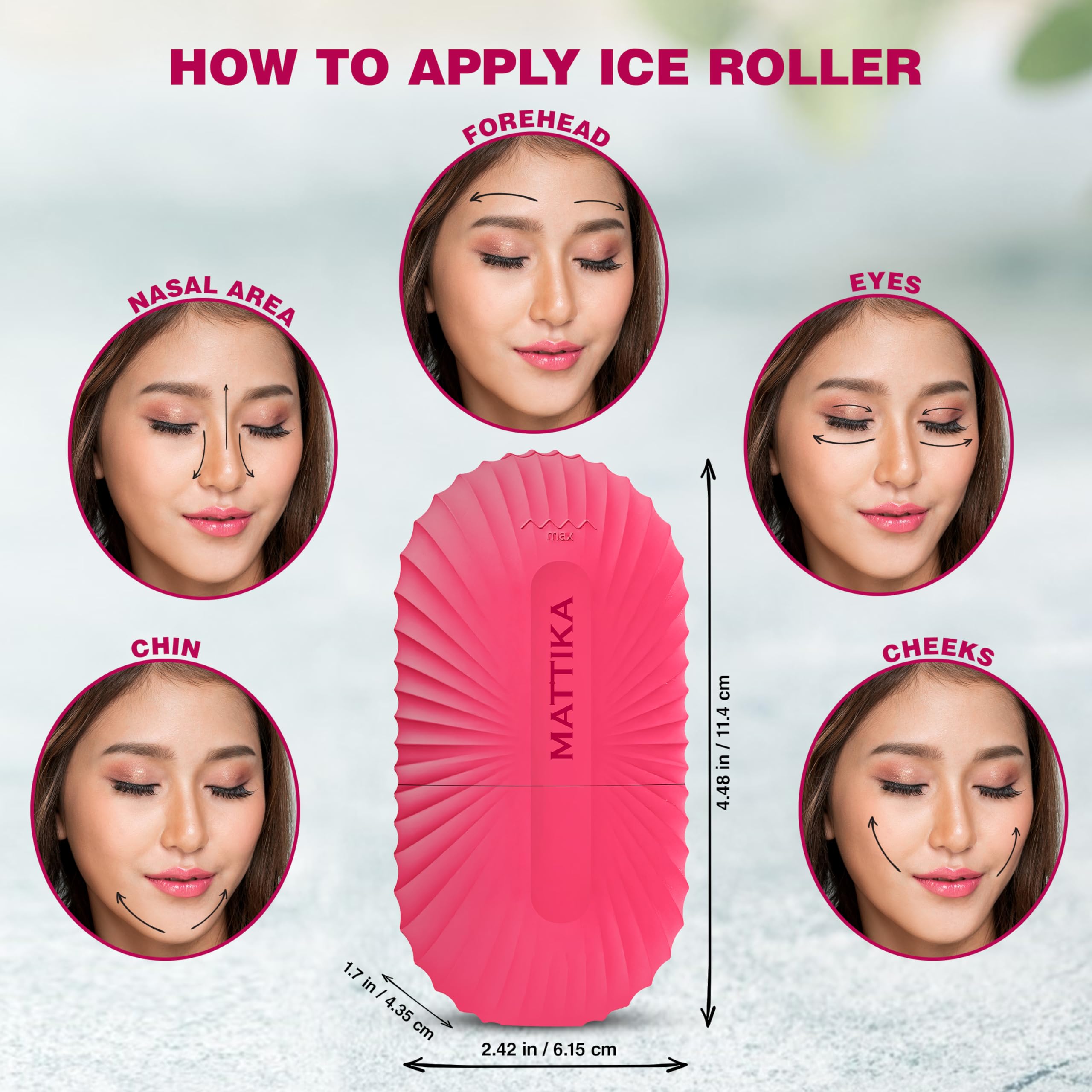 Ice Roller for Face & Eyes – Facial Ice Roller for Under Eye Puffiness, Reusable Silicone Ice Face Roller Massager for Skin Tightening, Pore Shrinking & Cooling Skincare Tool (Pink)
