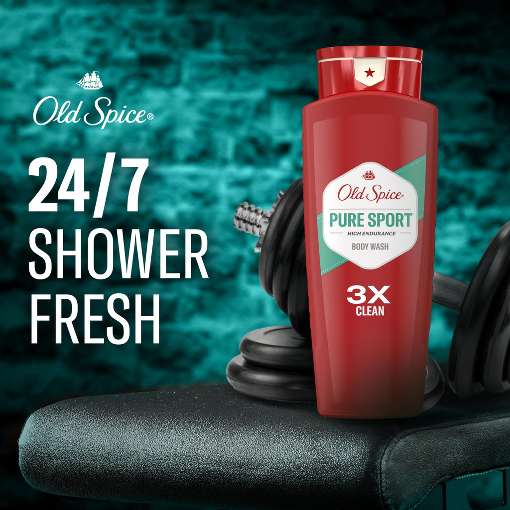 Old Spice Body Wash for Men, Lasting Pure Sport Scent, 24 fl oz Pack of 2