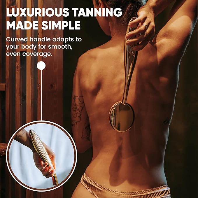 WISHAR Self-Tan Applicator - Self Tanner Brush for Back - Body and Face Kabuki Brush for Fake Tan, Lotion, Makeup, and Sunscreen, Back Applicator for Sunless Tanner and cream