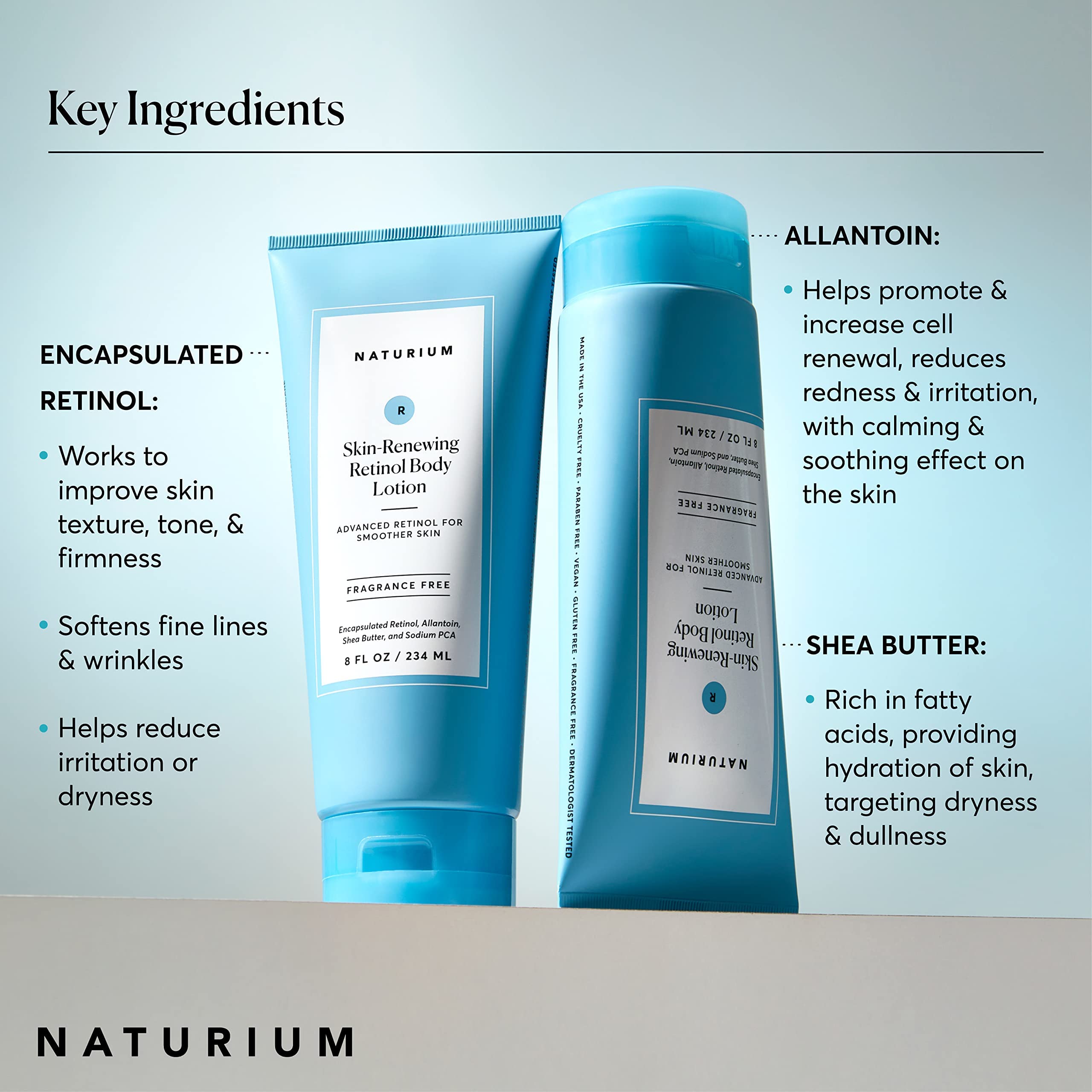 Naturium Skin-Renewing Retinol Body Lotion, with Shea Butter, 8 fl oz