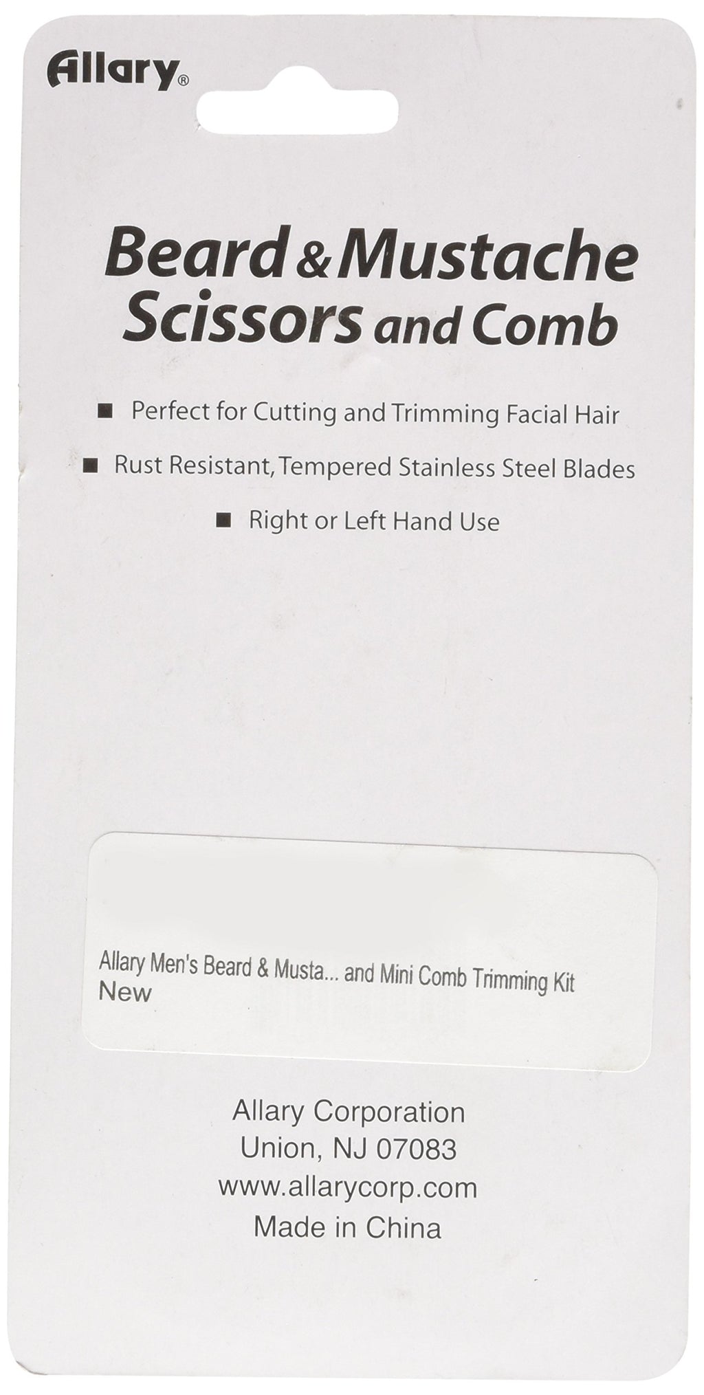 Allary Men's Beard and Mustache Scissors, Mini Comb Trimming Kit