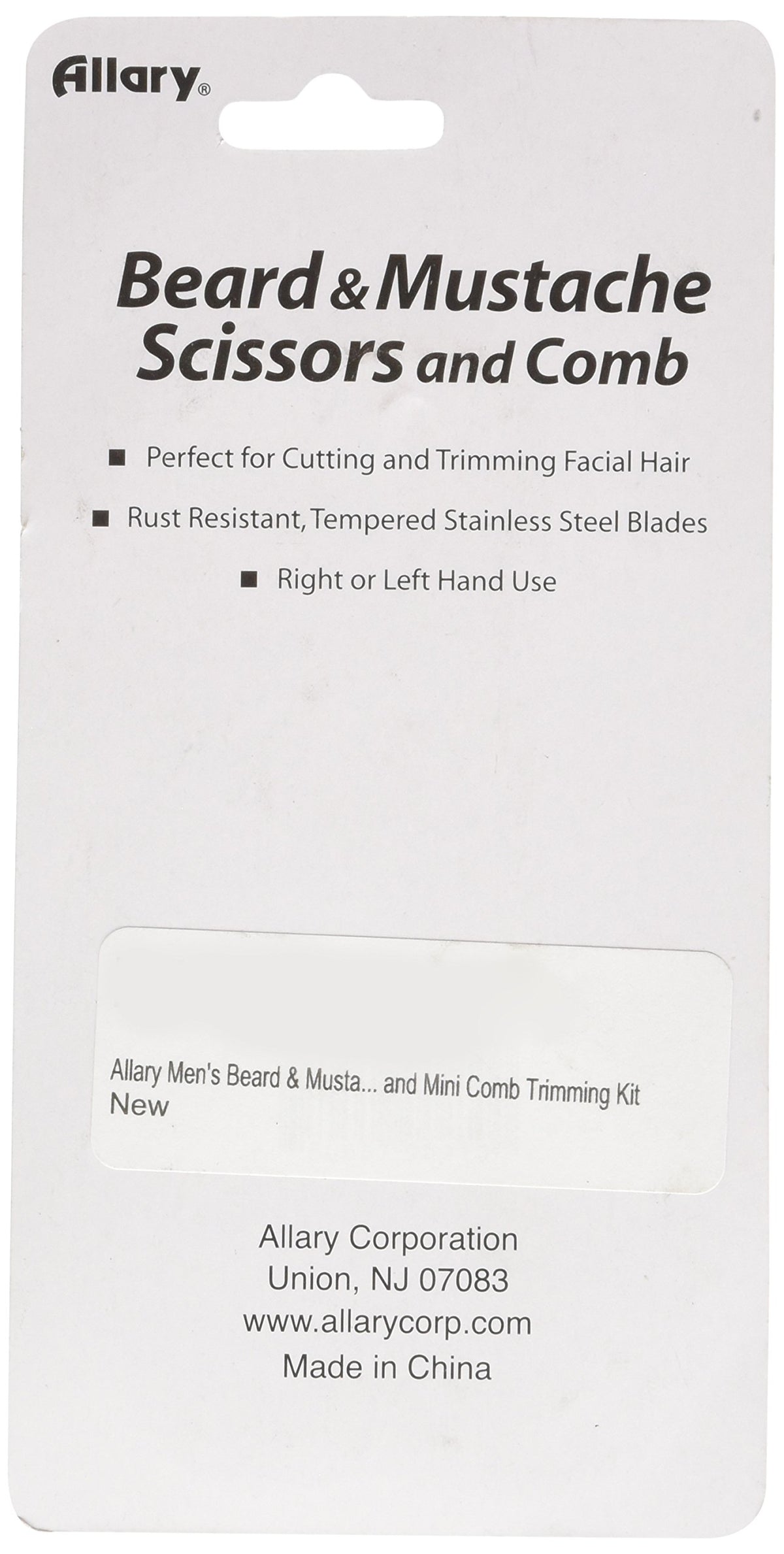Allary Men's Beard and Mustache Scissors, Mini Comb Trimming Kit