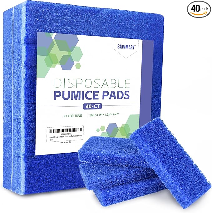 Disposable Foot Scrubber Sponge Pads Pedicure Pumice Stone for Feet Callus Remover Coarse Blue 40Pcs