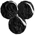 MainBasics Shower Loofah Sponge Pouf, Set of 3, Triple Black