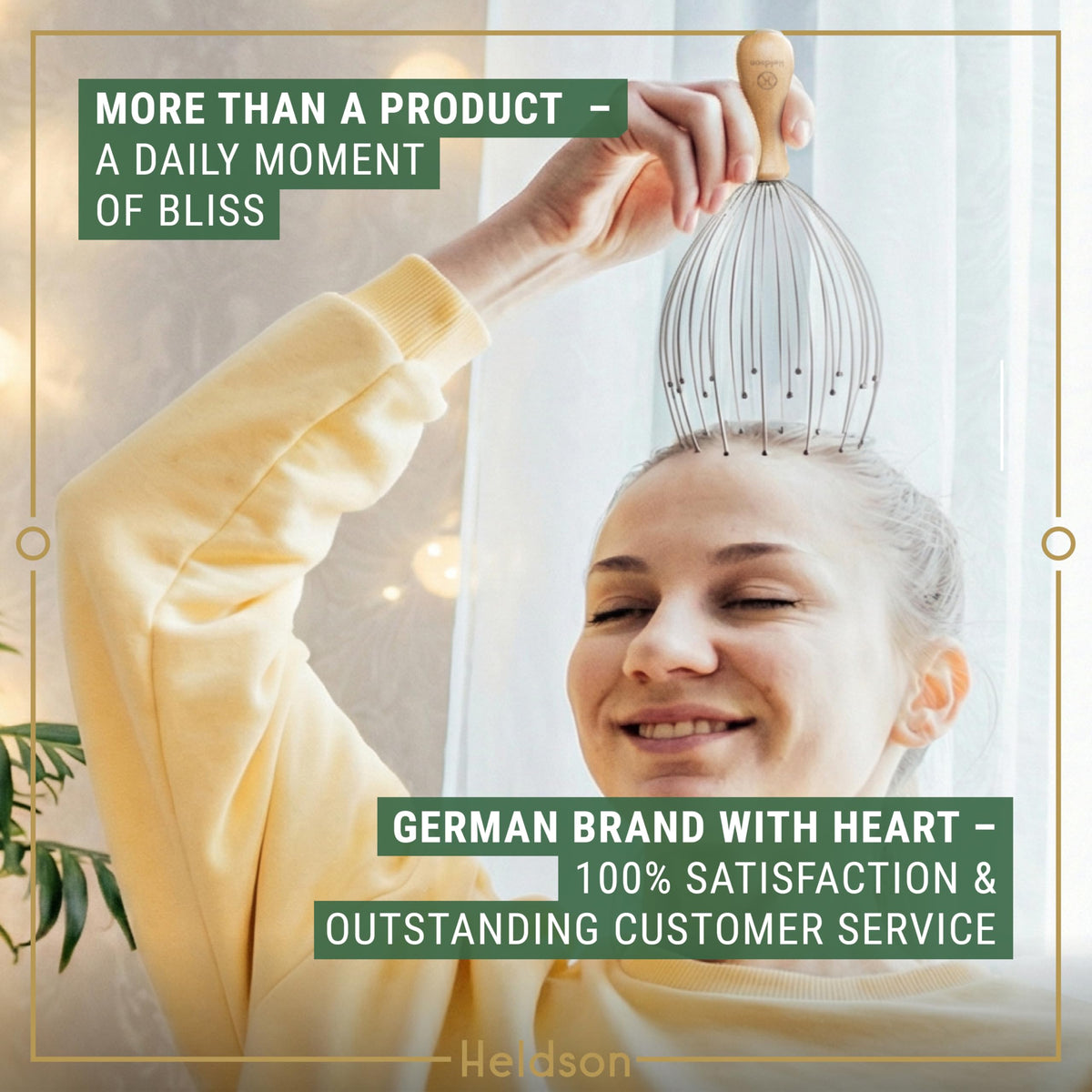 HELDSON Wire Head Massager 32 Fingers – Scalp Head Scratcher Whisk Tool