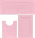 SHACOS Pink Bathroom Rugs Sets 3 Piece Bath Mat U Shaped Toilet Rug