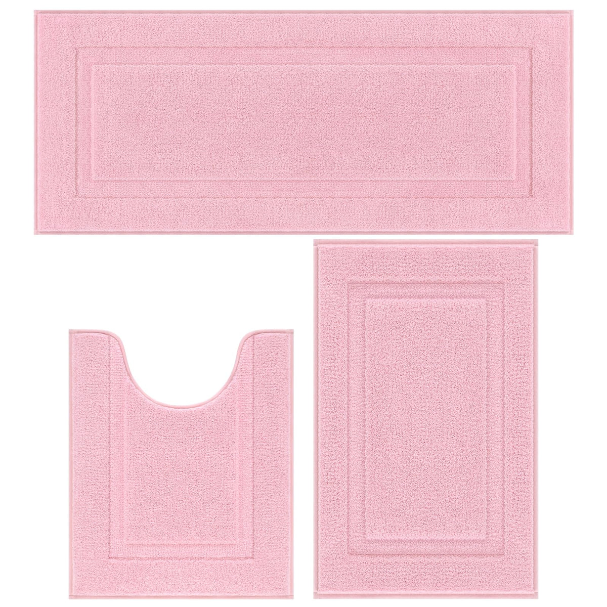 SHACOS Navy Blue Bathroom Rugs Sets 3 Piece Bath Mat U Shaped Toilet Rug