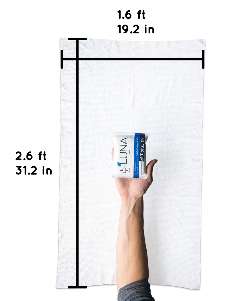 XL Body Wipes All Natural 3-Pack, No-Rinse, Unscented