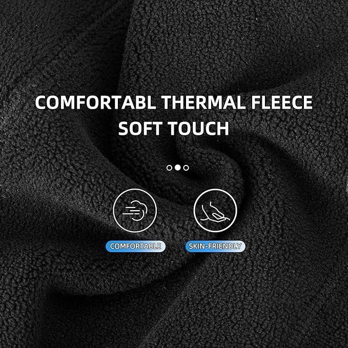 ROCKBROS Cold Weather Balaclava Ski Mask for Men Windproof Thermal Winter Scarf Mask Women Neck Warmer Hood for Cycling (Thick-Fleece Black)