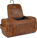 LEATHER VILLAGE Genuine Leather Travel Dopp Kit for Men & Women – Large Capacity Hanging Toiletry Bag with Water-Resistant Lining – Ideal for Travel, Grooming & Gym - Tan