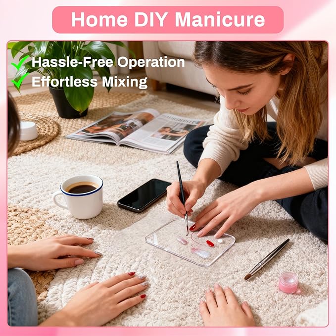 RAQEHO Acrylic Nail Art Palette - Transparent Nail Gel Polish Paint Mixing Pallet Design Plate For Nail Art Foundation Makeup Mixing Tray Display Stand Manicure Tools Supplies Accessories(3.15"×4.72"