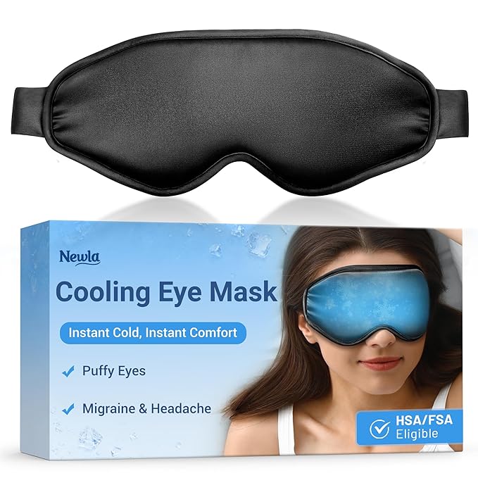 NEWLA Cooling Eye Mask for Puffy Eyes: Fsa Eligible Items Hsa, Ice Eye Pack for Migraine After Surgery Relief - Reuable Cold Compress for Headache Puffiness - Comfortable Perfect Fit Gel Sleep Mask