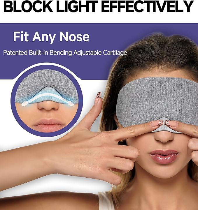 Mavogel Cotton Sleep Eye Mask, Light Blocking with Adjustable Nose Bridge
