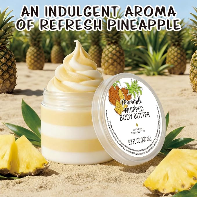 Embleaf Pineapple Whipped Body Butter, Shea Body Butter for Women Dry Skin, Natural Pineapple Lotion for Body Moisturizer-Deep Moisturizing and Softening-6.8 floz(200ml)