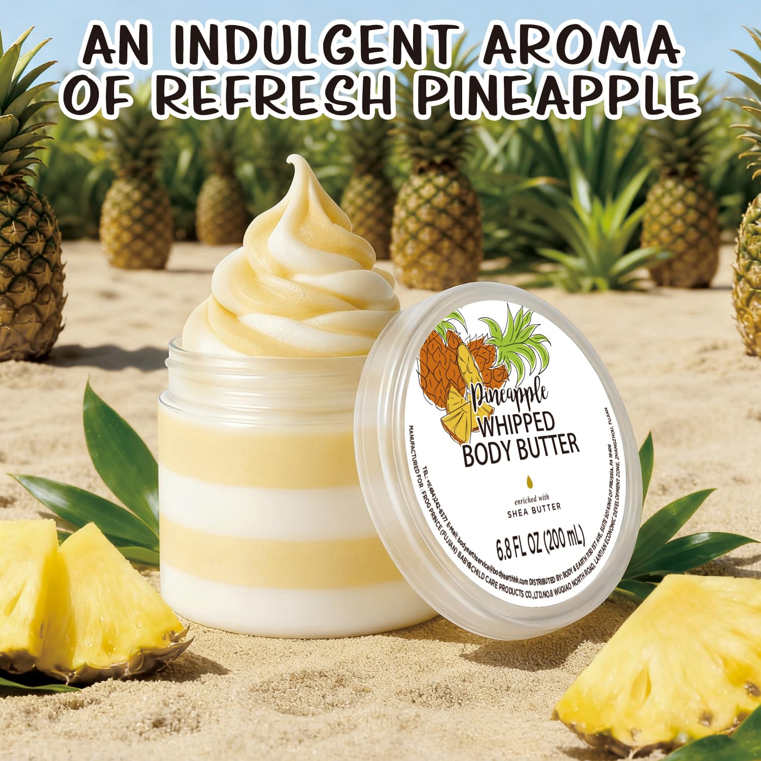 Embleaf Pineapple Whipped Body Butter, Shea Body Butter for Women Dry Skin, Natural Pineapple Lotion for Body Moisturizer-Deep Moisturizing and Softening-6.8 floz(200ml)