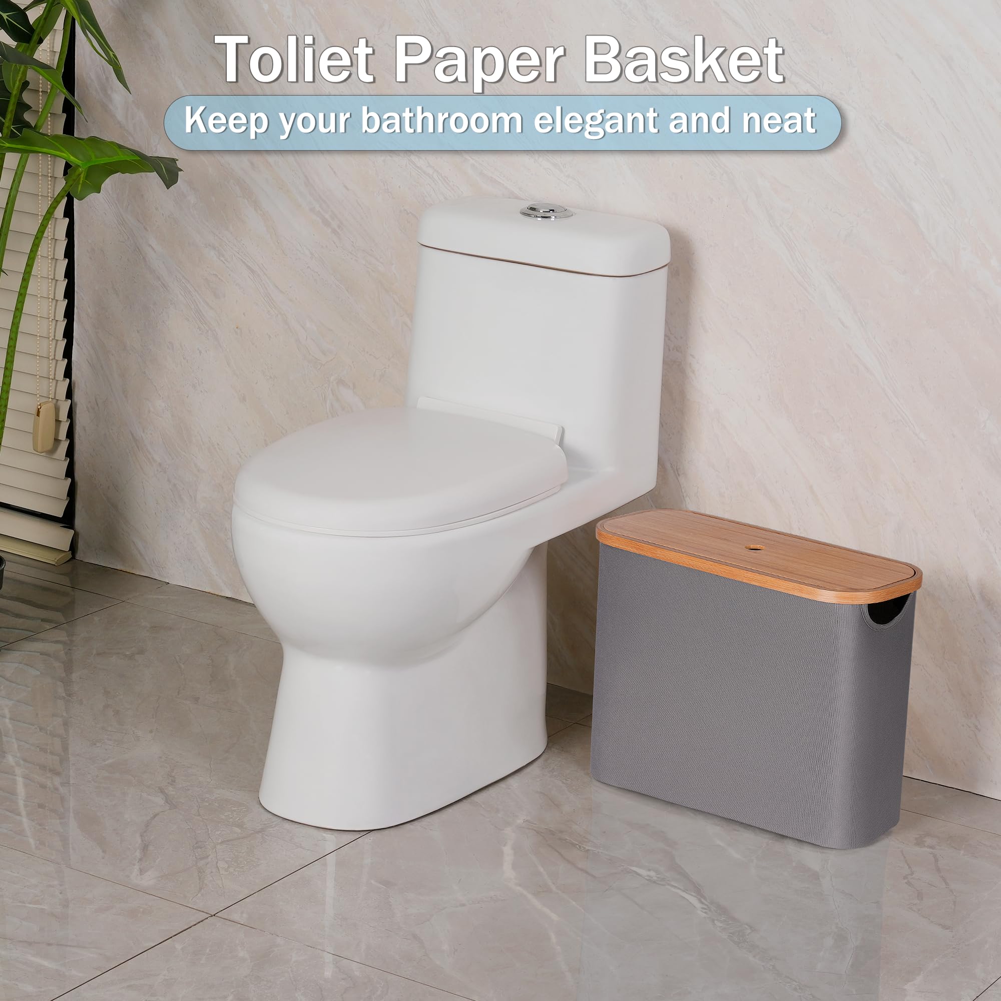 efluky Toilet Paper Storage, Toilet Paper Basket with Lid Organizer for Bathroom, Free Standing Holder with Storage, Grey
