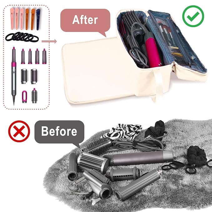 FAMOPLAY Hair Tools Travel Bag with Heat Resistant Mat Hair Styling Accessories Storage Case for Hair Dryer Flat Iron Straightener Curling Iron Haircare Accessories Travel Essentials for Women