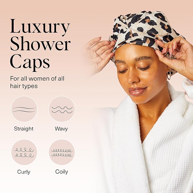 Kitsch Luxury Large Shower Cap for Women - Leopard