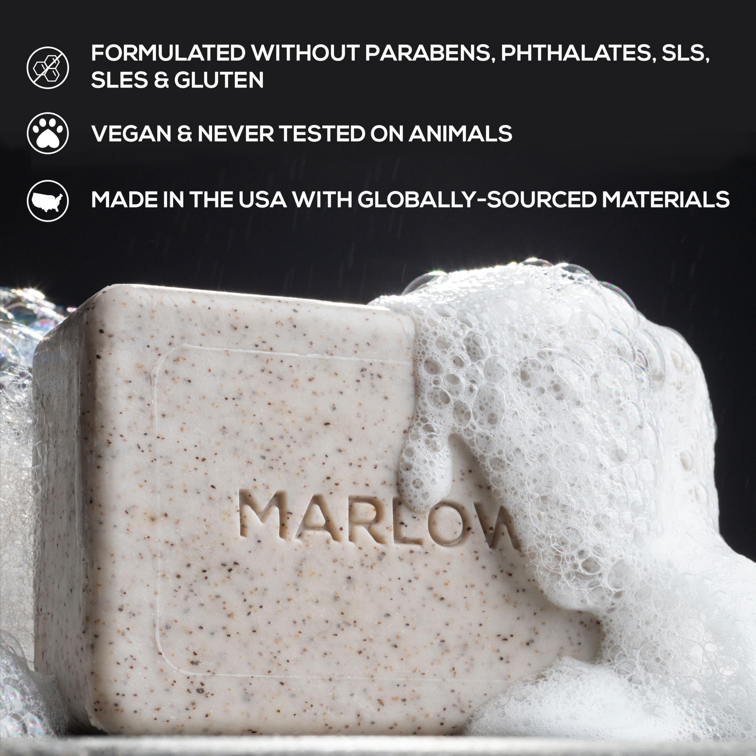 MARLOWE. Men's Body Scrub Soap, Exfoliating Soap Bars, Variety Trio, 7oz