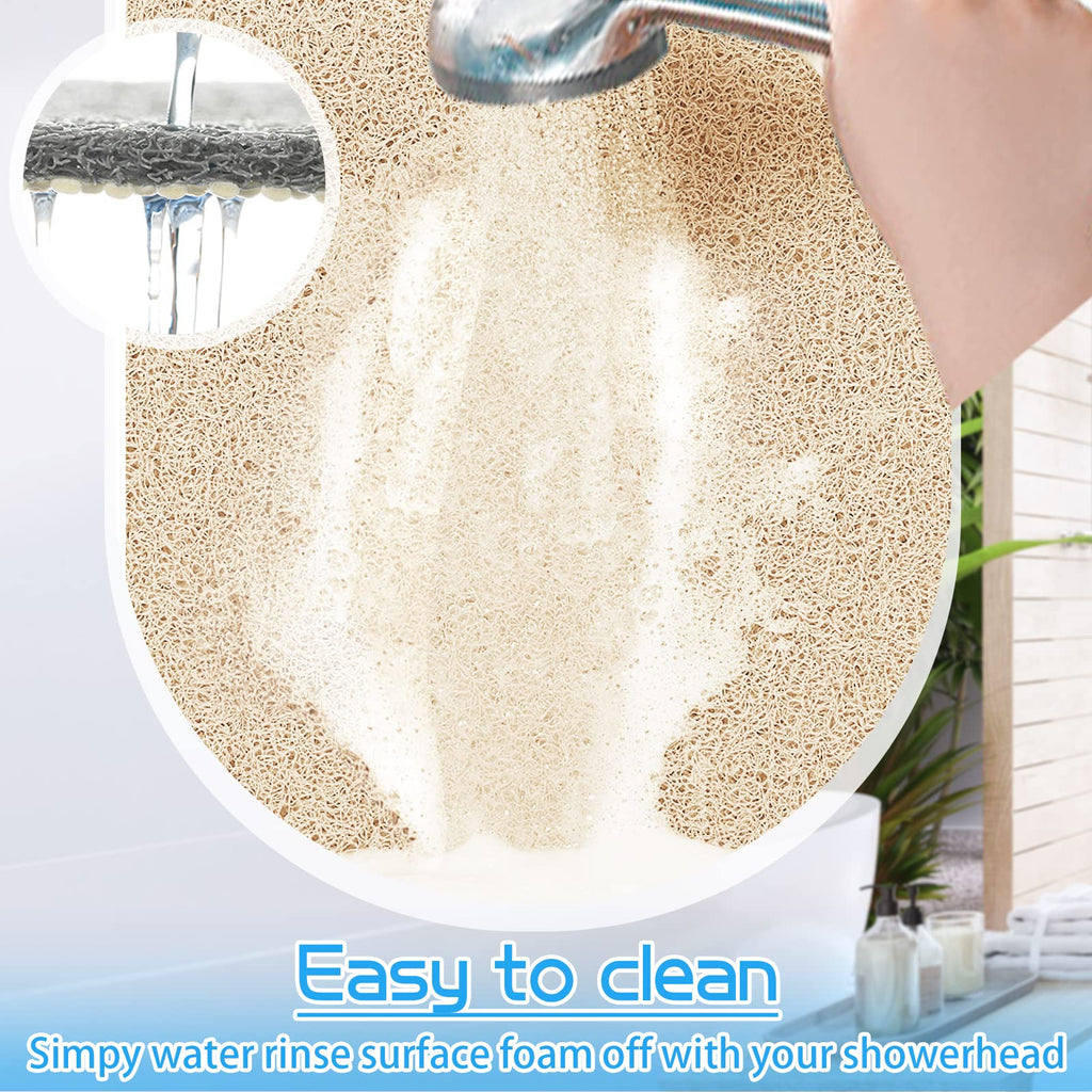OXTAIL Bathtub Mat Non Slip Shower Soft PVC Loofah Bath Tub Mats for Bathroom 16''x40'', Beige