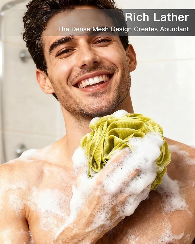 Loofah Sponge 70g, 4 Pack Large Flower Exfoliating Bath Sponge