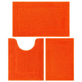 SHACOS Orange Bathroom Rugs Sets 3 Piece Small Bath Mat U Shaped Toilet Rug