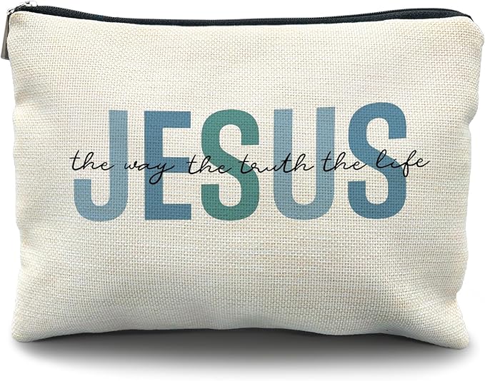 Likjad Christian Makeup Bag - Jesus Cosmetic Bag, Christian Gifts for Women & Girls, Inspirational Gifts, Bible Verse Bag