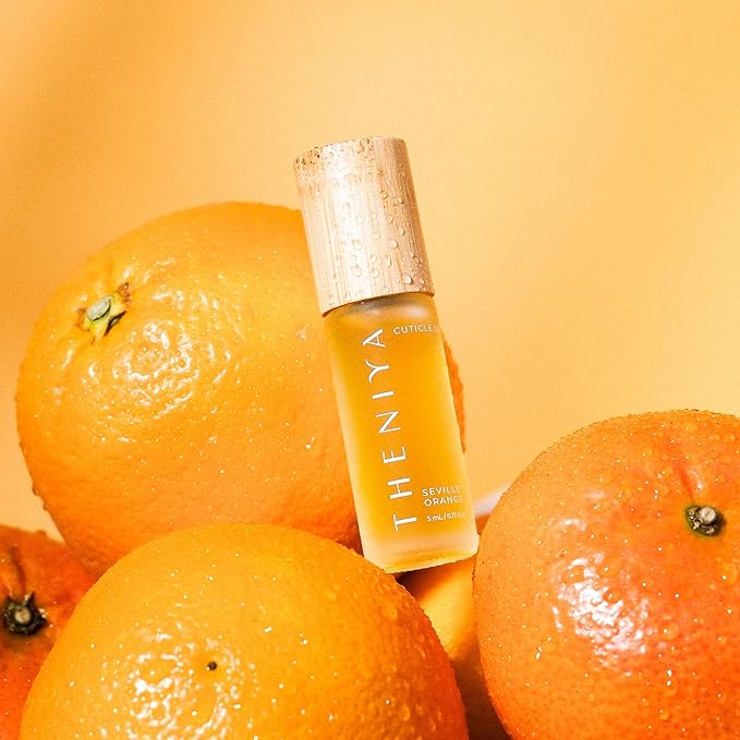 Organic Cuticle Oil Made in USA | Hydrating Roll-On Nail & Cuticle Oil with Jojoba Oil & Vitamin E | Vegan, Cruelty-Free | 5mL Travel Sized (Orange Fragrance)