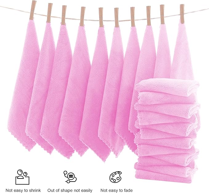 MOONQUEEN Ultra Soft Premium Washcloths Set - 12 x 12 inches - 72 Pack - Quick Drying - Highly Absorbent Coral Velvet Bathroom Wash Clothes (Frozen Berry)