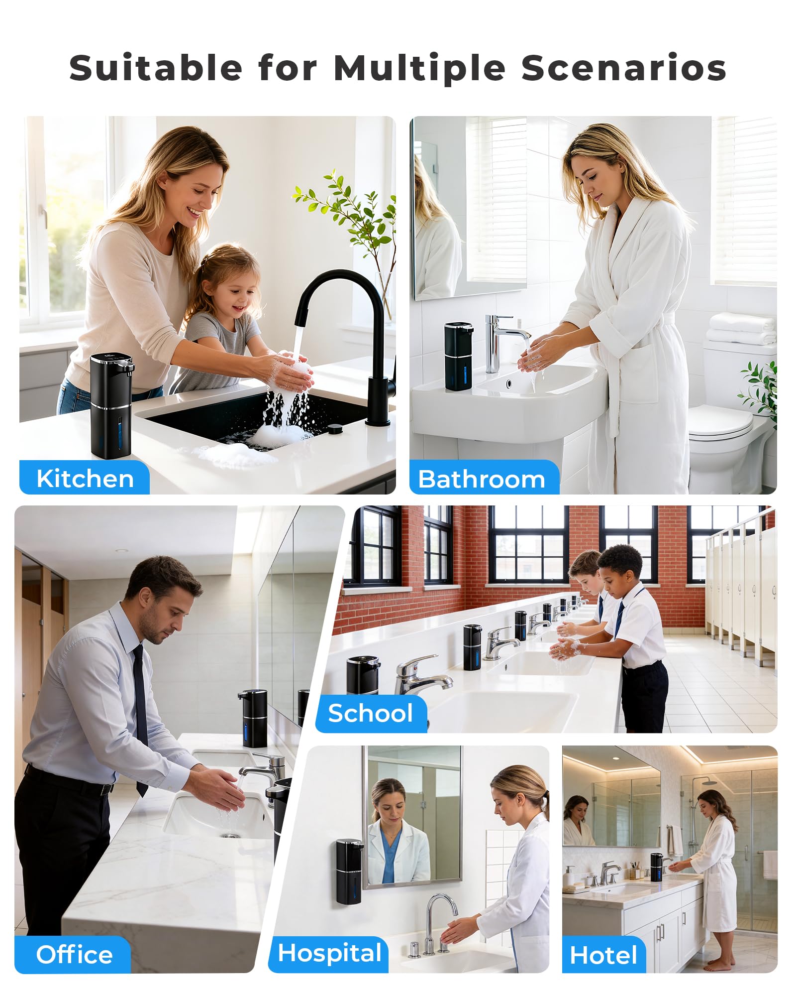 DODO MEKIA 2 Pack Automatic Soap Dispenser Touchless, Rechargeable