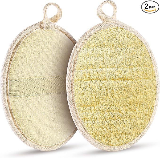Xeiophoy 2PCS Natural Exfoliating Loofah Body Scrubber, Premium Loofah Exfoliating Body Scrubber for Bath, Made with Natural Shower Loofah Sponge, Shower Exfoliator for Women and Men