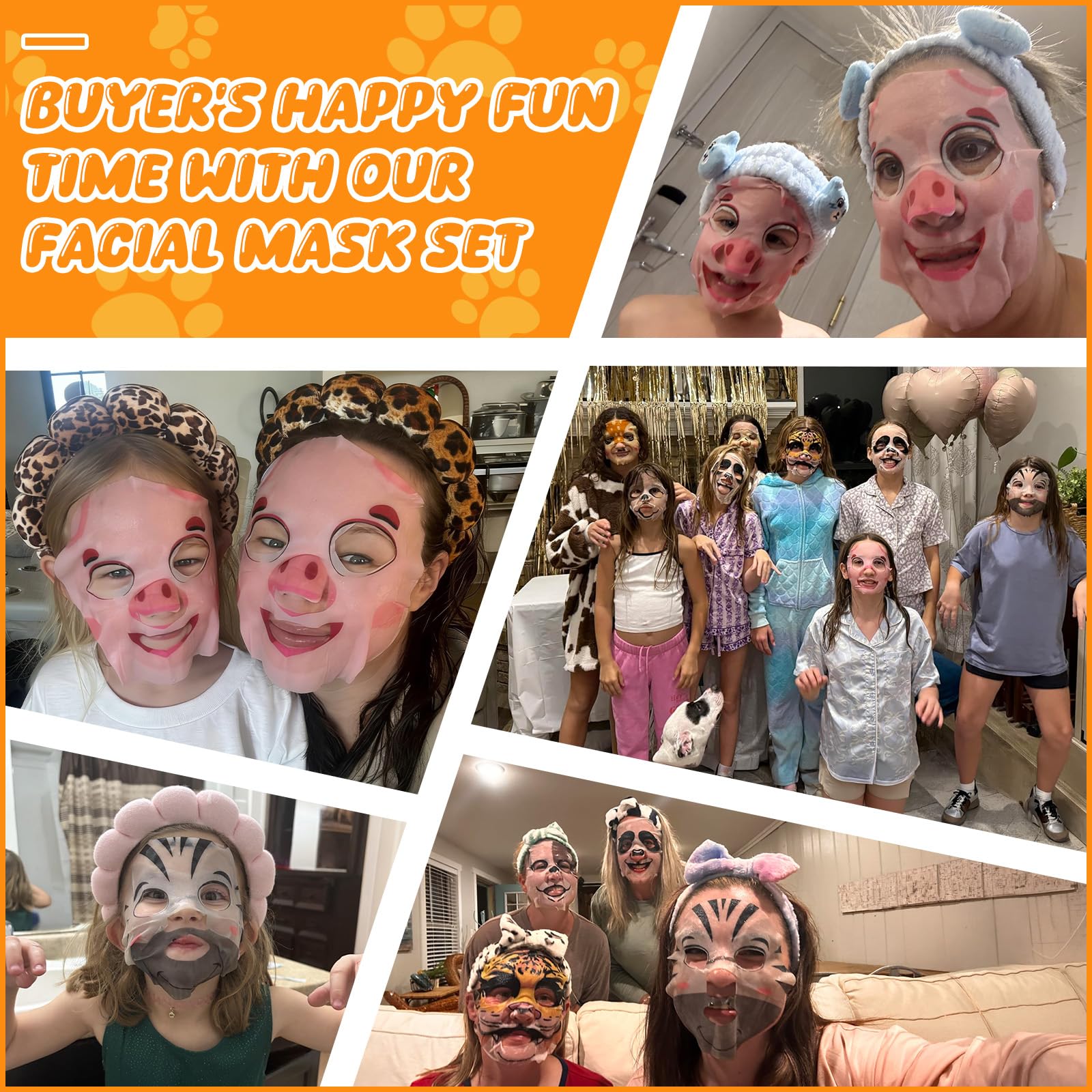 Beenefits 7 Packs Cute Animal Character Design Facial Masks, Deep Hydrating Spa Masks for All Skin Types, Gift for Kids' Birthday Party, Girl's Night, Enjoy Skincare Life