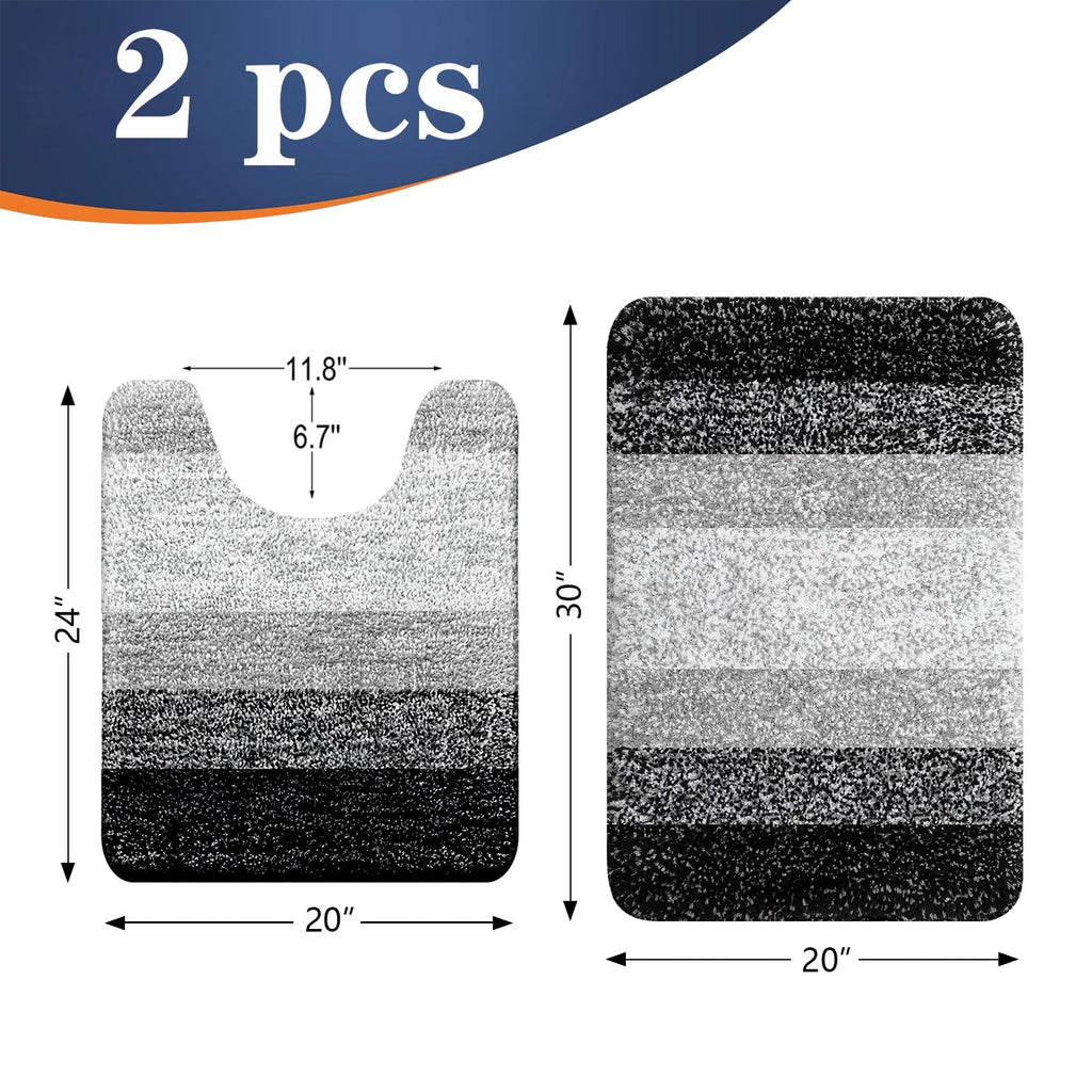 OLANLY Micorfiber Bathroom Rug Set 2 Piece, 30"x20"+U-Shaped 24"x20"