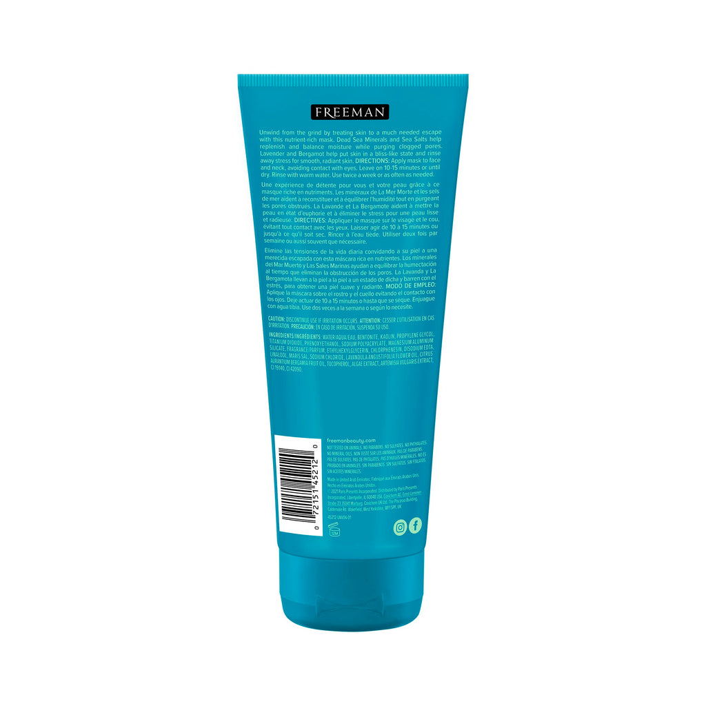 Freeman Anti-Stress Clay Mask, Dead Sea Mineral Face Mask, 6 Fl Oz Tube